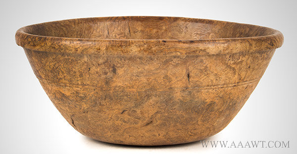 Burl Bowl, Outstanding Bold Turning, Impressive Size, Dry Surface
Northeastern, Circa 1780 to 1800, entire view